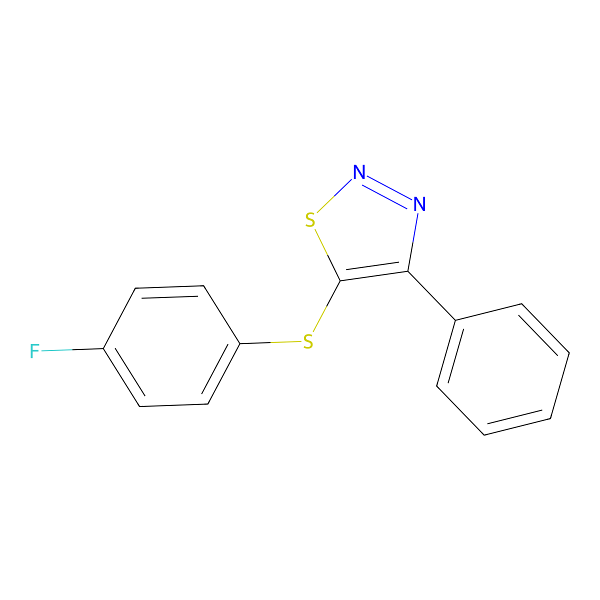 4-Fluorophenyl 4-phenyl-1,2,3-thiadiazol-5-yl sulfide molecular structure, CAS 338398-30-4
