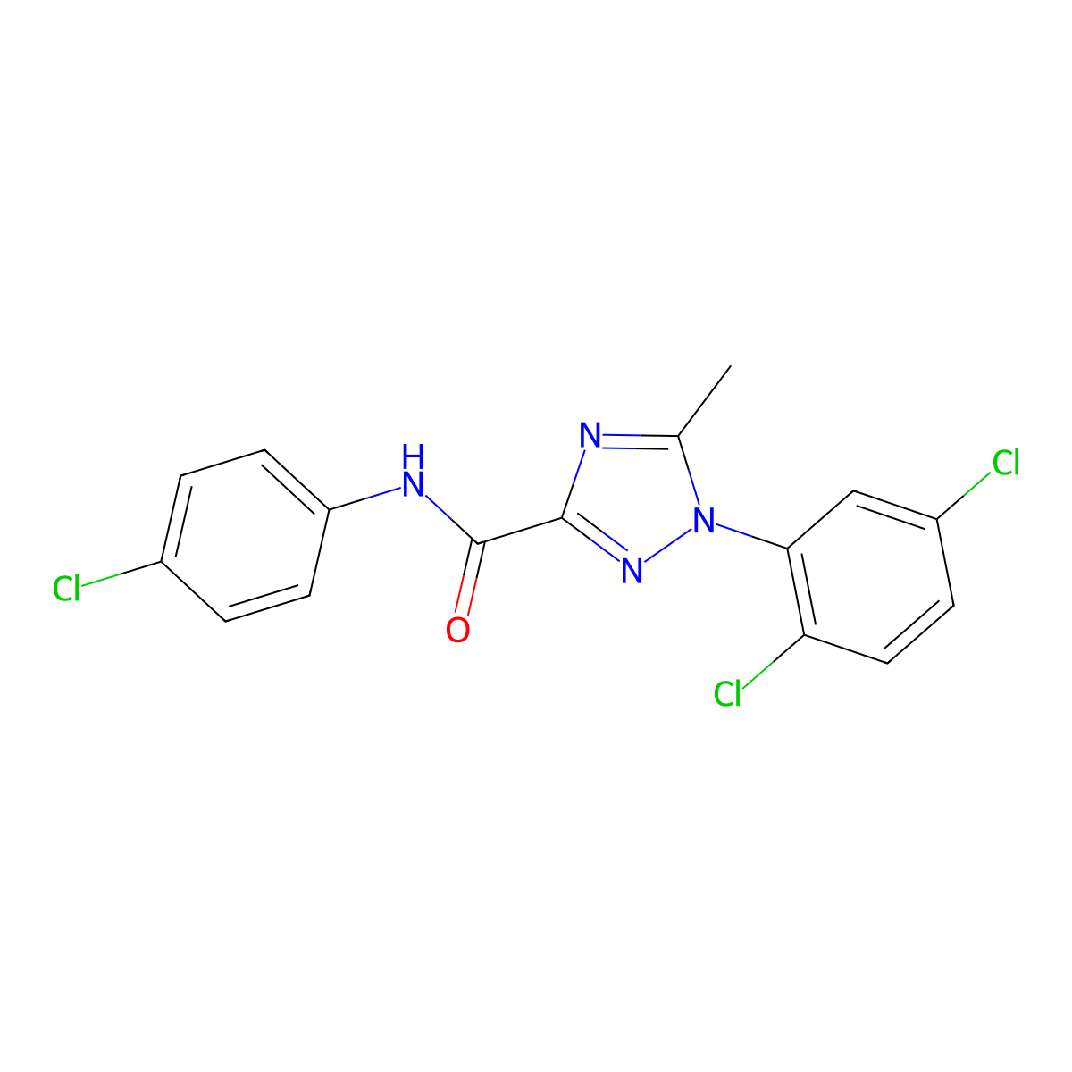 N-(4-chlorophenyl)-1-(2,5-dichlorophenyl)-5-methyl-1H-1,2,4-triazole-3-carboxamide molecular structure, CAS 338398-32-6