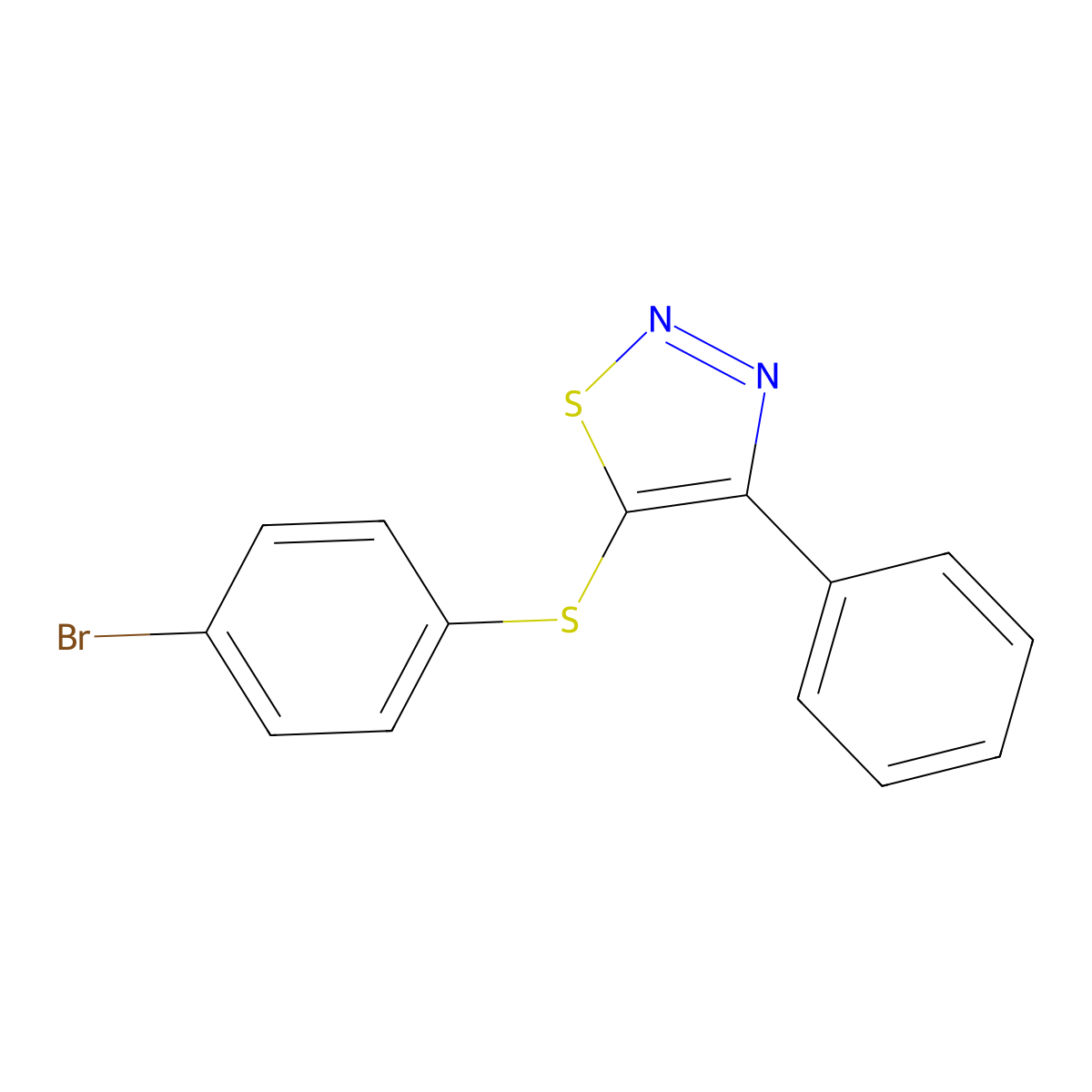 4-Bromophenyl 4-phenyl-1,2,3-thiadiazol-5-yl sulfide molecular structure, CAS 338398-33-7