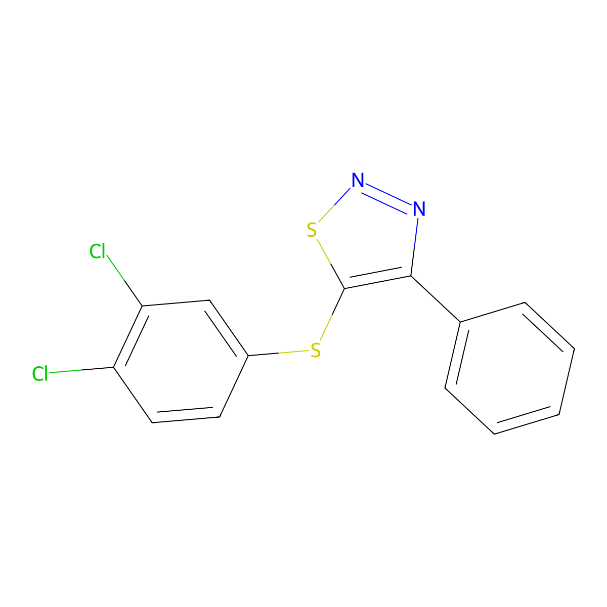 5-[(3,4-Dichlorophenyl)sulfanyl]-4-phenyl-1,2,3-thiadiazole molecular structure, CAS 338398-34-8