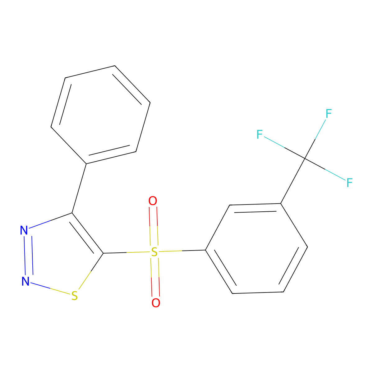 4-Phenyl-5-{[3-(trifluoromethyl)phenyl]sulfonyl}-1,2,3-thiadiazole molecular structure, CAS 338398-39-3