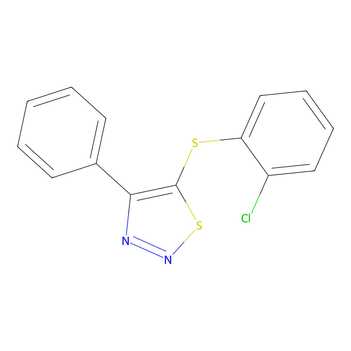 2-Chlorophenyl 4-phenyl-1,2,3-thiadiazol-5-yl sulfide molecular structure, CAS 338398-42-8