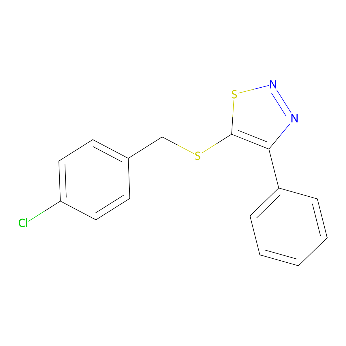 4-Chlorobenzyl 4-phenyl-1,2,3-thiadiazol-5-yl sulfide molecular structure, CAS 338398-43-9
