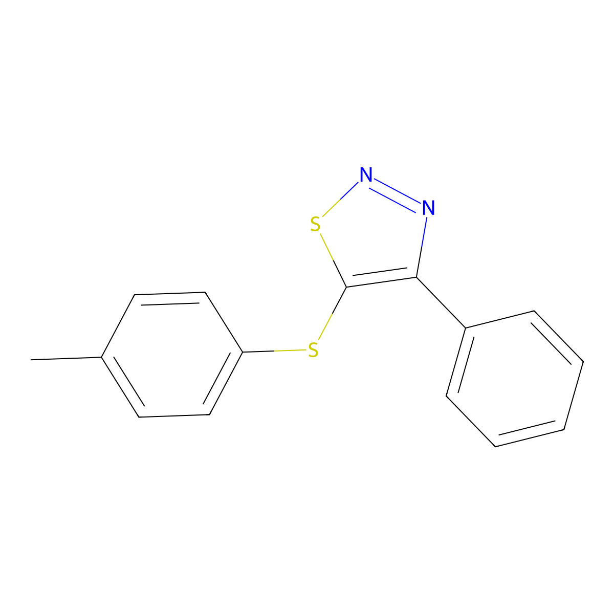 4-Methylphenyl 4-phenyl-1,2,3-thiadiazol-5-yl sulfide molecular structure, CAS 338398-44-0