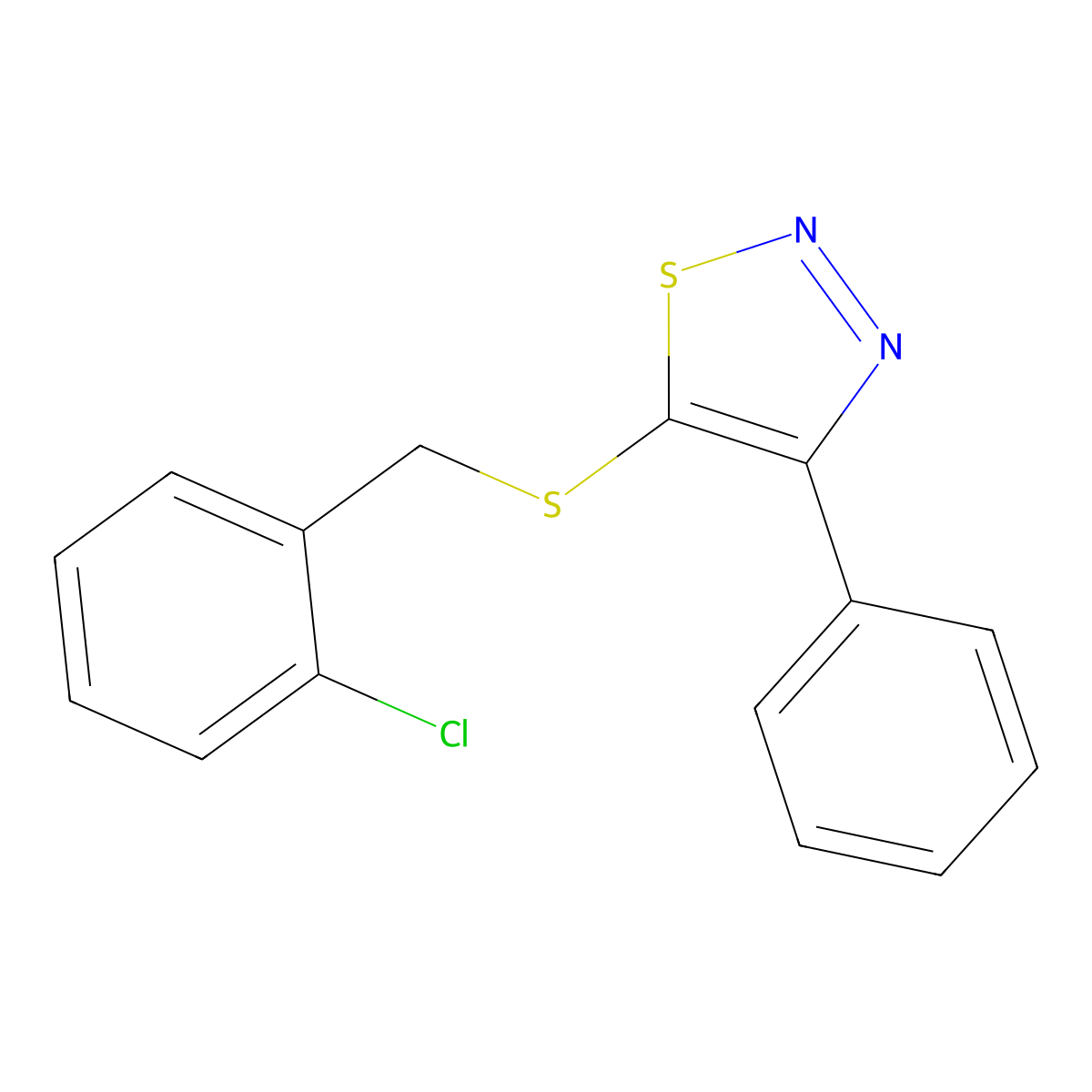 2-Chlorobenzyl 4-phenyl-1,2,3-thiadiazol-5-yl sulfide molecular structure, CAS 338398-46-2