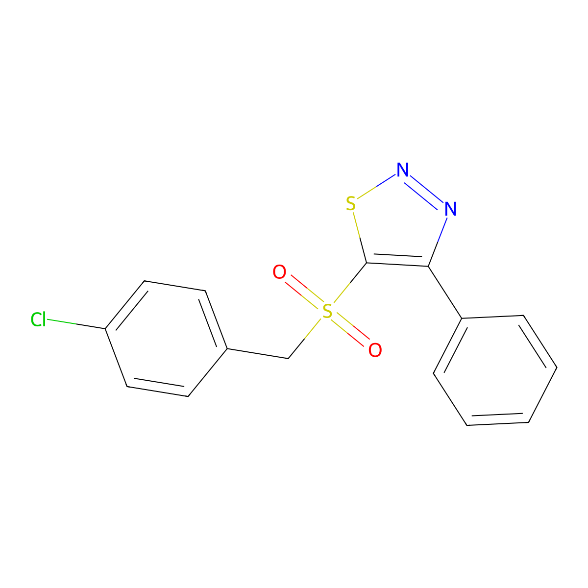 4-Chlorobenzyl 4-phenyl-1,2,3-thiadiazol-5-yl sulfone molecular structure, CAS 338398-48-4