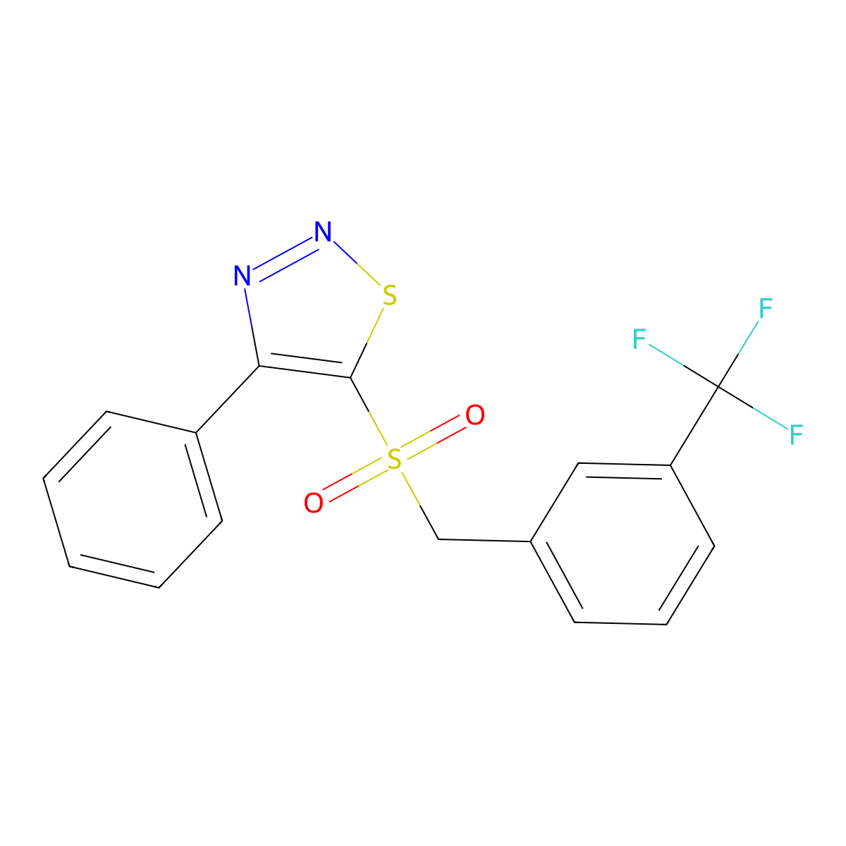 4-Phenyl-5-{[3-(trifluoromethyl)benzyl]sulfonyl}-1,2,3-thiadiazole molecular structure, CAS 338398-50-8