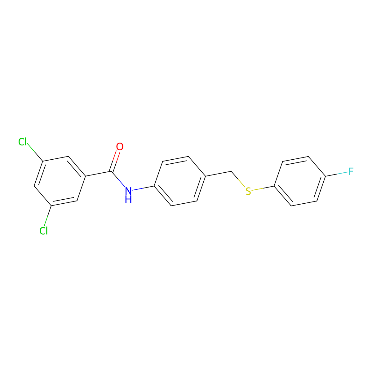 3,5-dichloro-N-(4-{[(4-fluorophenyl)sulfanyl]methyl}phenyl)benzenecarboxamide molecular structure, CAS 338398-63-3