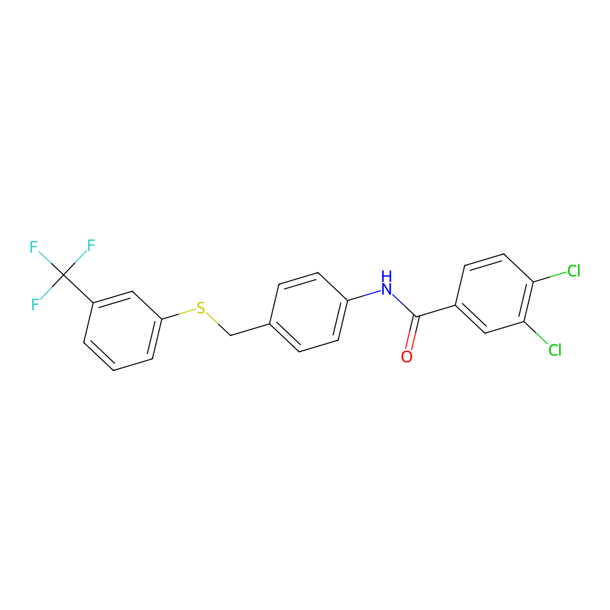 3,4-dichloro-N-[4-[[3-(trifluoromethyl)phenyl]sulfanylmethyl]phenyl]benzamide molecular structure, CAS 338398-65-5