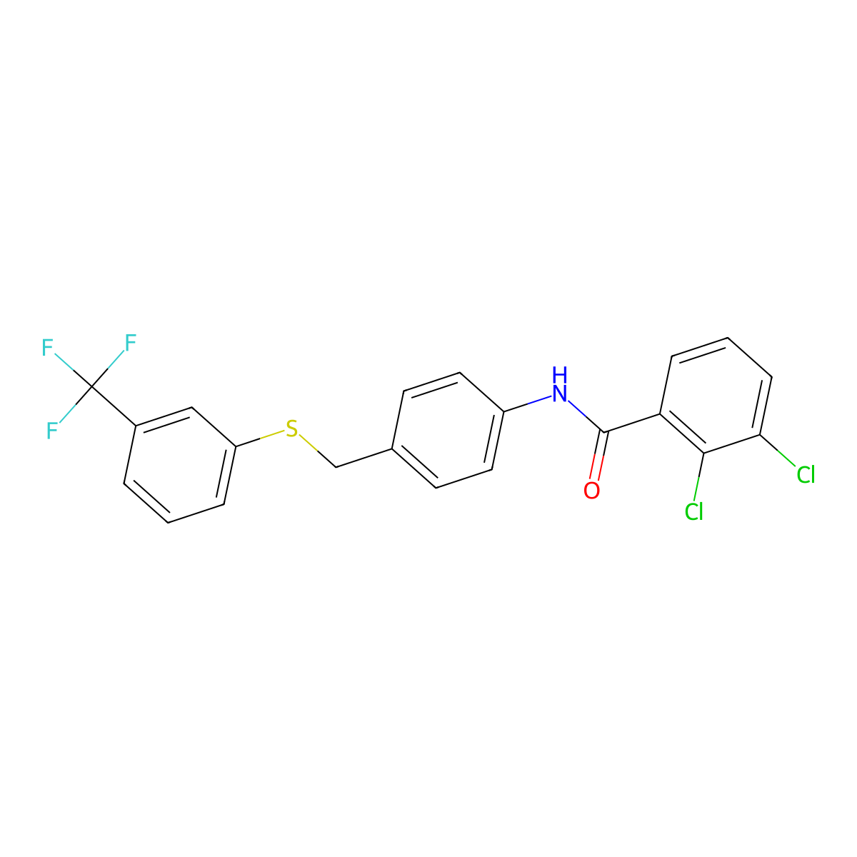 2,3-dichloro-N-[4-[[3-(trifluoromethyl)phenyl]sulfanylmethyl]phenyl]benzamide molecular structure, CAS 338398-66-6