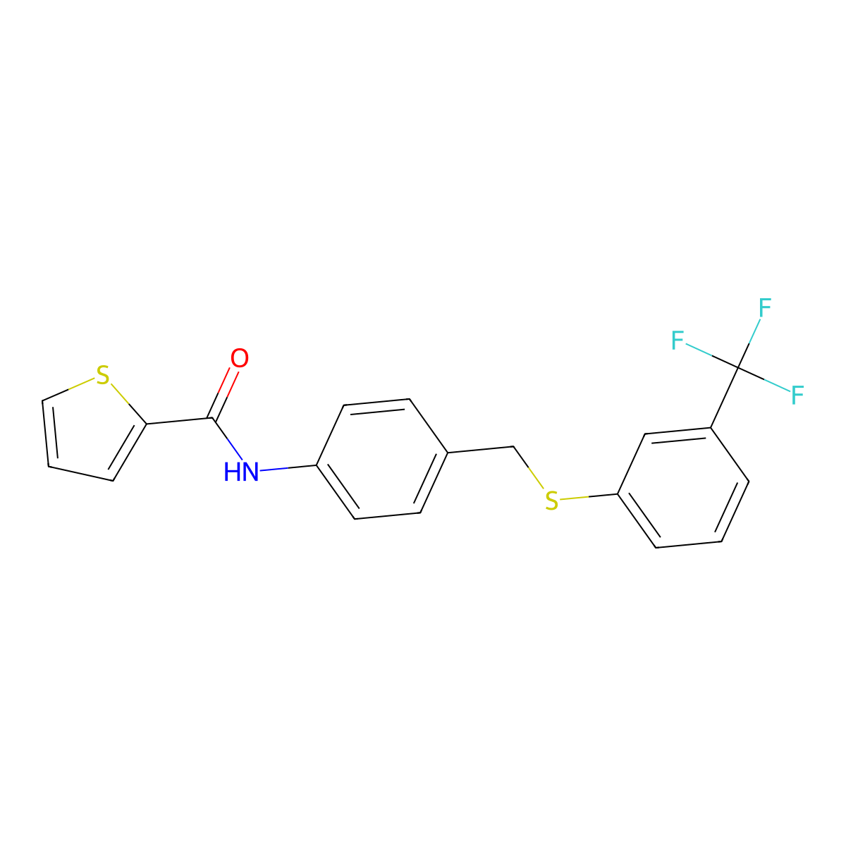 N-[4-({[3-(trifluoromethyl)phenyl]sulfanyl}methyl)phenyl]-2-thiophenecarboxamide molecular structure, CAS 338398-68-8