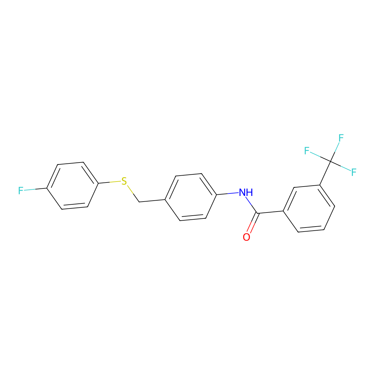 N-(4-{[(4-fluorophenyl)sulfanyl]methyl}phenyl)-3-(trifluoromethyl)benzenecarboxamide molecular structure, CAS 338398-70-2