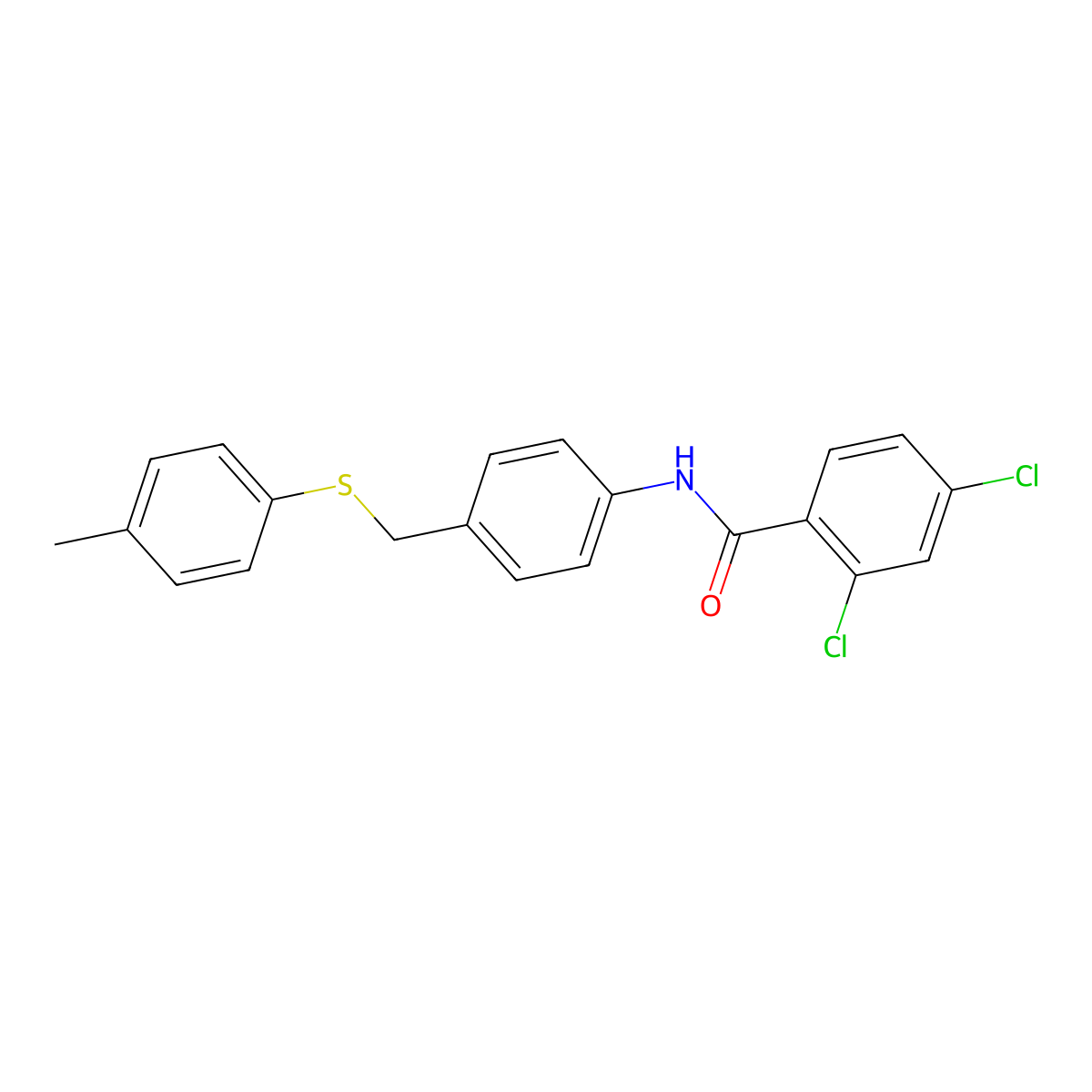 2,4-dichloro-N-(4-{[(4-methylphenyl)sulfanyl]methyl}phenyl)benzenecarboxamide molecular structure, CAS 338398-72-4