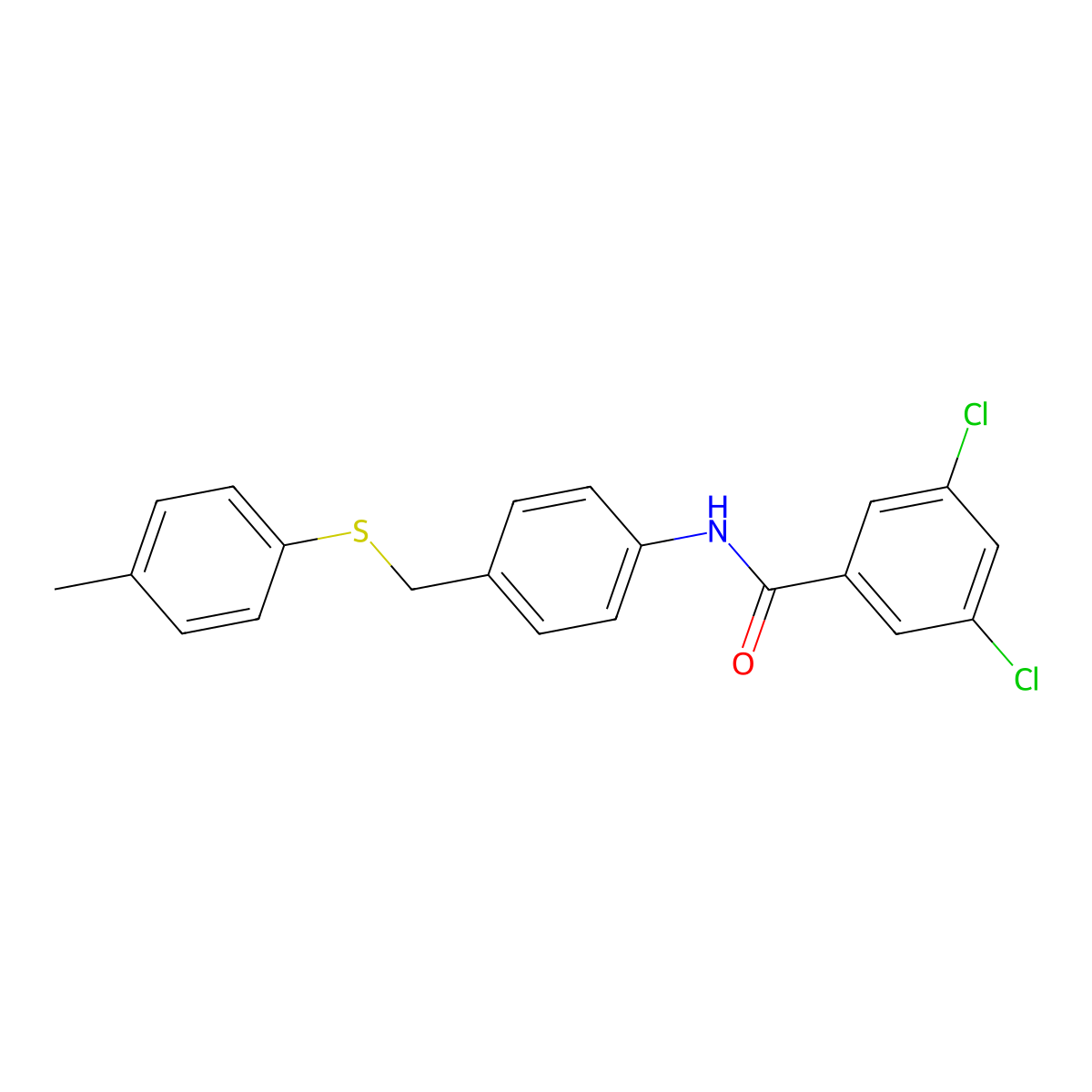 3,5-dichloro-N-(4-{[(4-methylphenyl)sulfanyl]methyl}phenyl)benzenecarboxamide molecular structure, CAS 338398-73-5