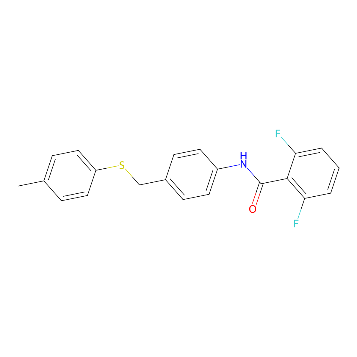 2,6-difluoro-N-(4-{[(4-methylphenyl)sulfanyl]methyl}phenyl)benzenecarboxamide molecular structure, CAS 338398-74-6