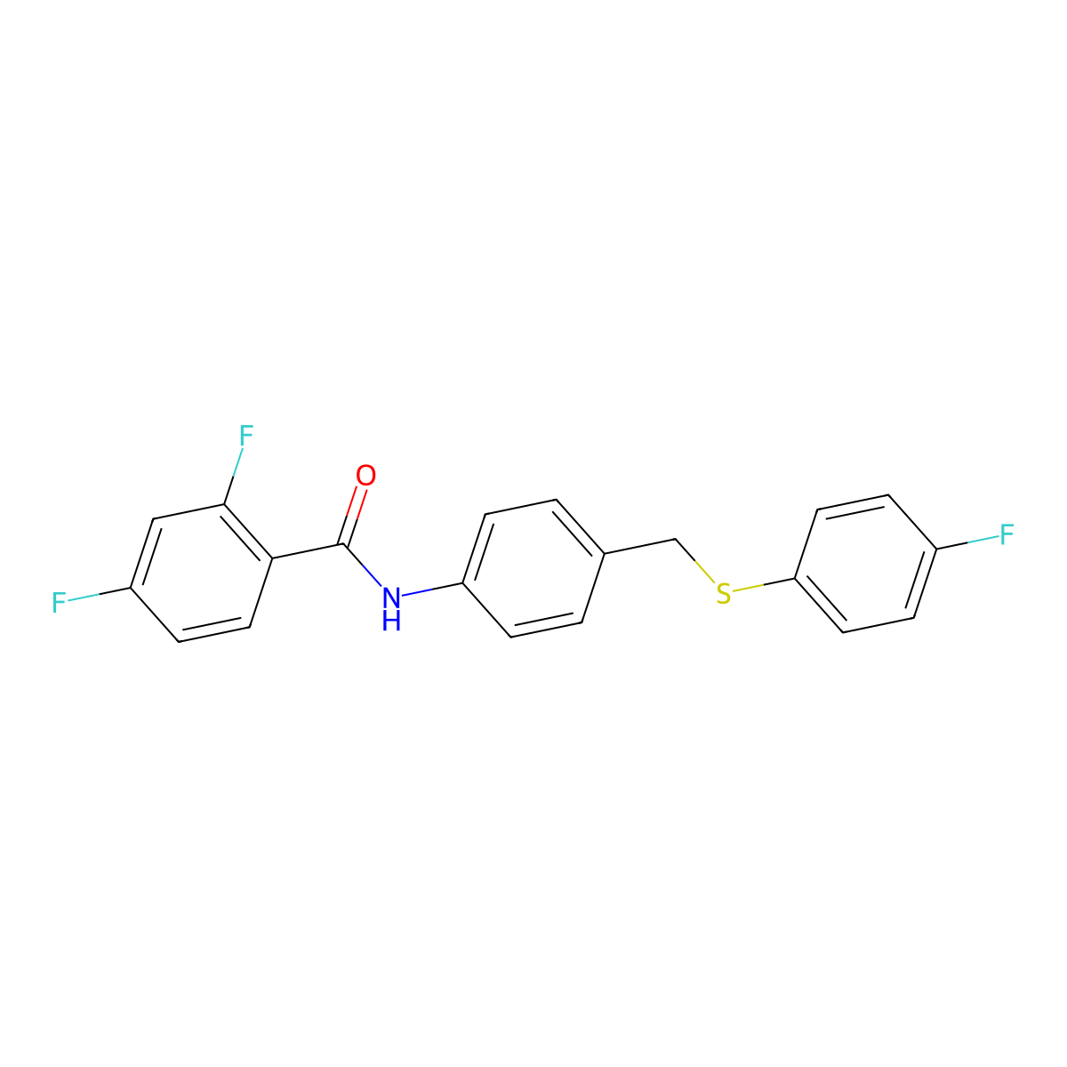 2,4-difluoro-N-(4-{[(4-fluorophenyl)sulfanyl]methyl}phenyl)benzenecarboxamide molecular structure, CAS 338398-76-8