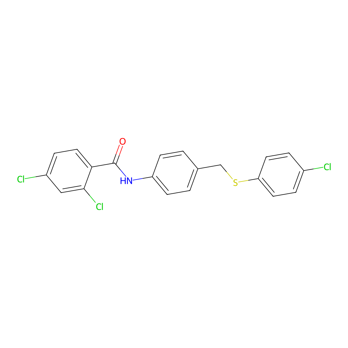 2,4-dichloro-N-[4-[(4-chlorophenyl)sulfanylmethyl]phenyl]benzamide molecular structure, CAS 338398-85-9