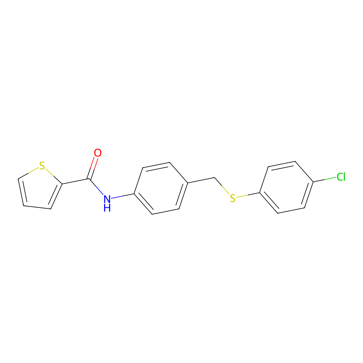 N-(4-{[(4-chlorophenyl)sulfanyl]methyl}phenyl)-2-thiophenecarboxamide molecular structure, CAS 338398-88-2