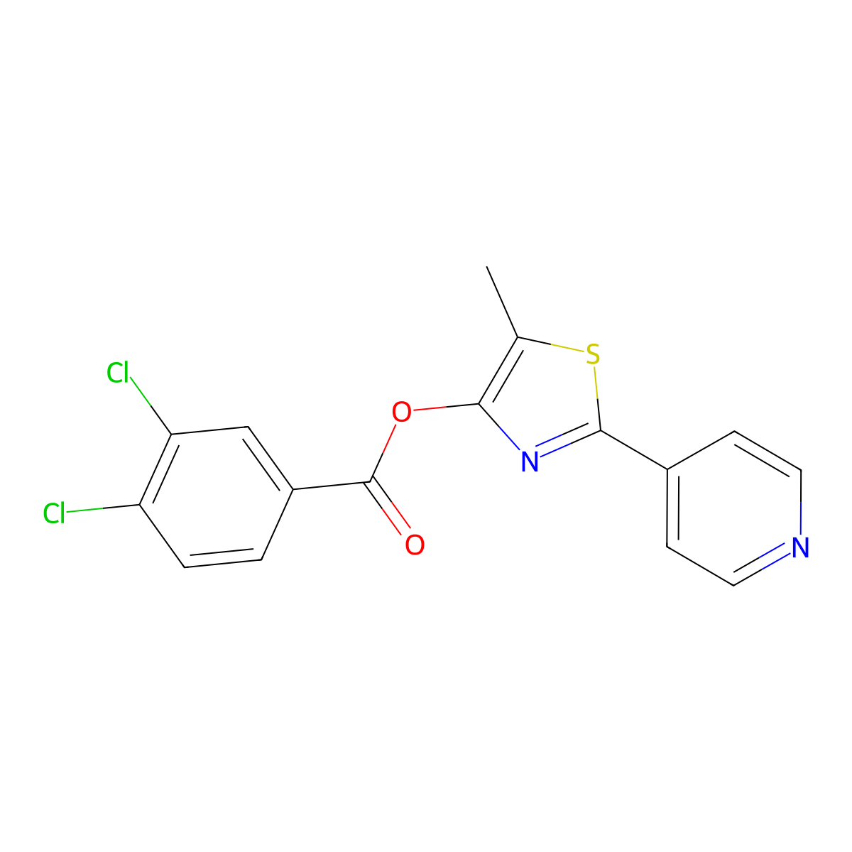 5-Methyl-2-(4-pyridinyl)-1,3-thiazol-4-yl 3,4-dichlorobenzenecarboxylate molecular structure, CAS 338398-89-3