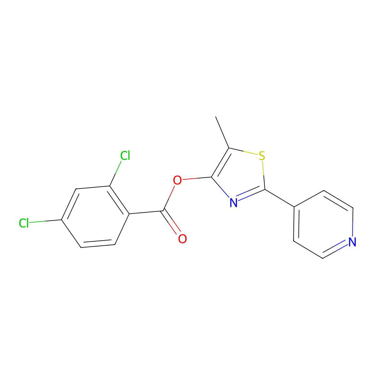 5-Methyl-2-(4-pyridinyl)-1,3-thiazol-4-yl 2,4-dichlorobenzenecarboxylate molecular structure, CAS 338398-90-6