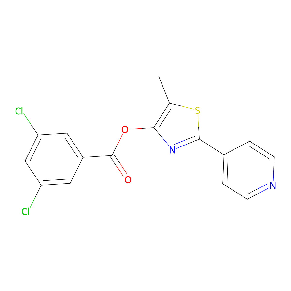 5-Methyl-2-(4-pyridinyl)-1,3-thiazol-4-yl 3,5-dichlorobenzenecarboxylate molecular structure, CAS 338398-92-8
