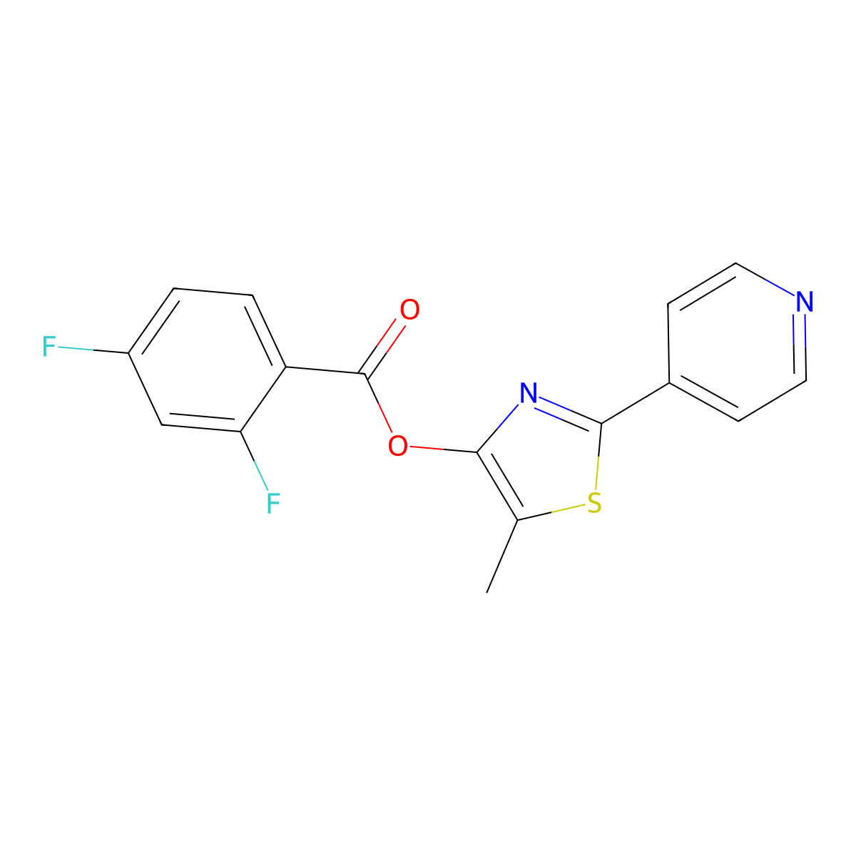 5-Methyl-2-(4-pyridinyl)-1,3-thiazol-4-yl 2,4-difluorobenzenecarboxylate molecular structure, CAS 338398-93-9
