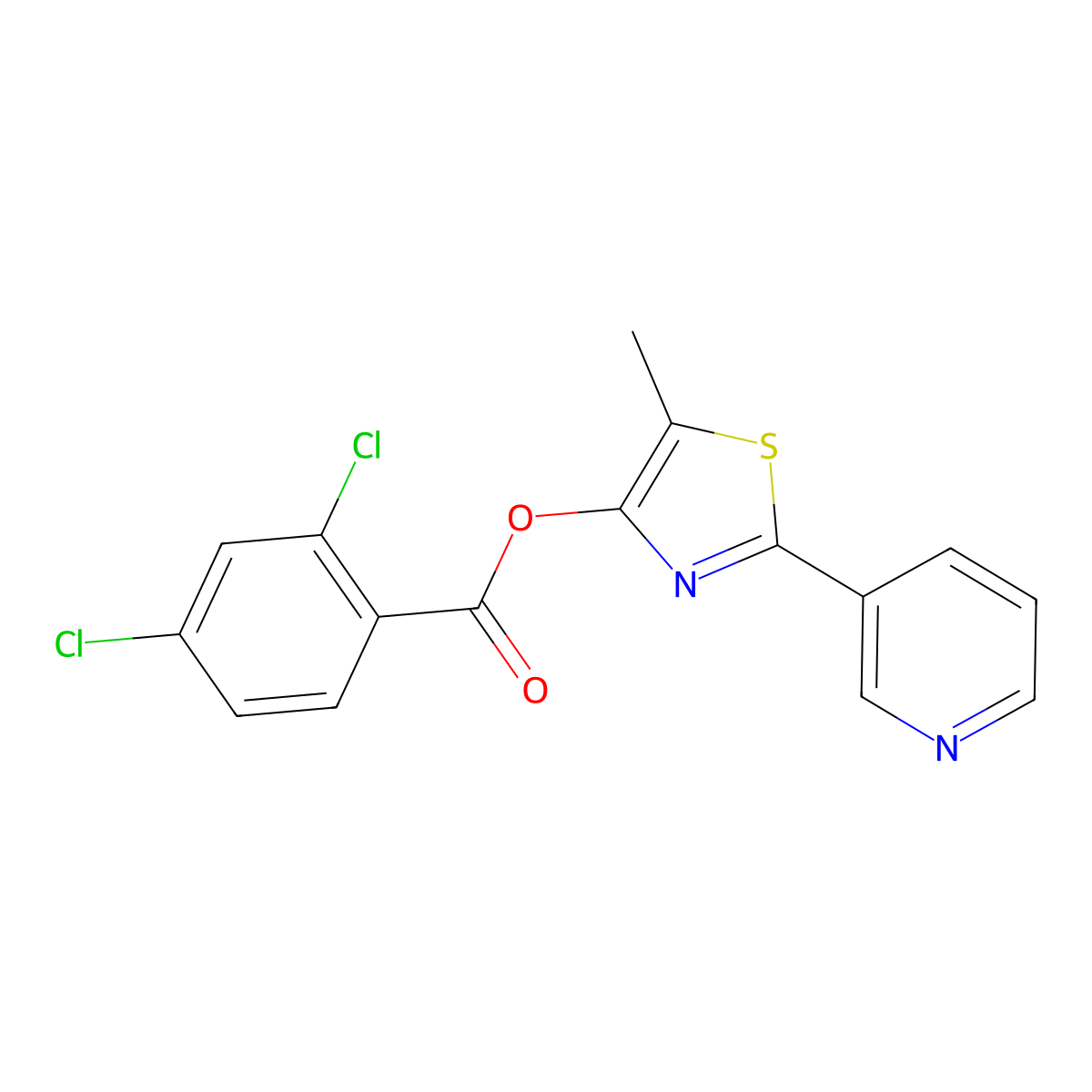 5-Methyl-2-(3-pyridinyl)-1,3-thiazol-4-yl 2,4-dichlorobenzenecarboxylate molecular structure, CAS 338398-95-1