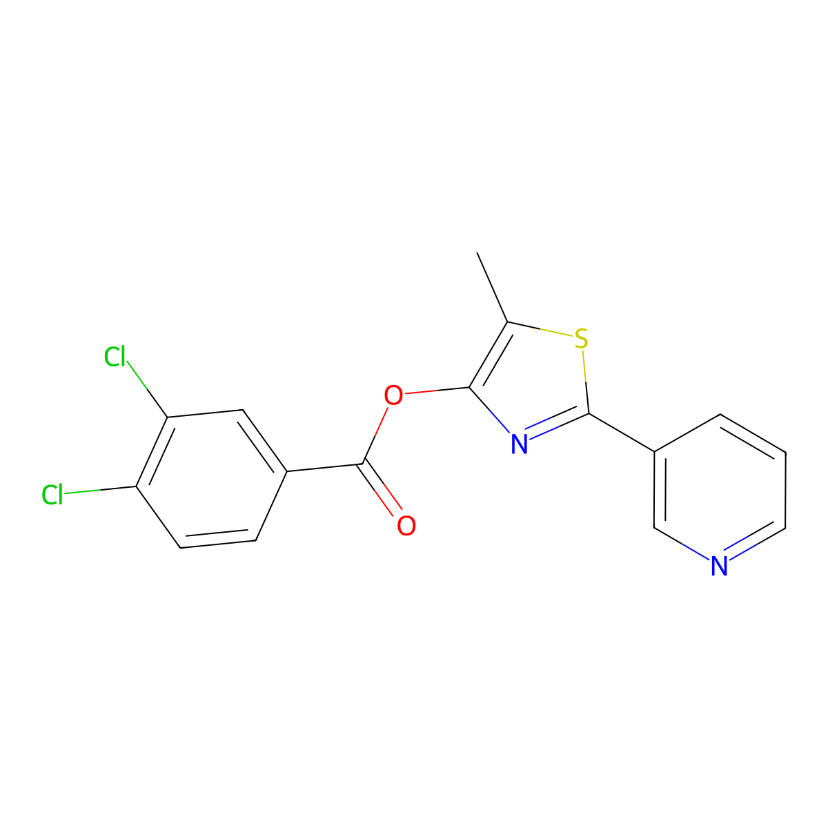 5-Methyl-2-(3-pyridinyl)-1,3-thiazol-4-yl 3,4-dichlorobenzenecarboxylate molecular structure, CAS 338398-96-2