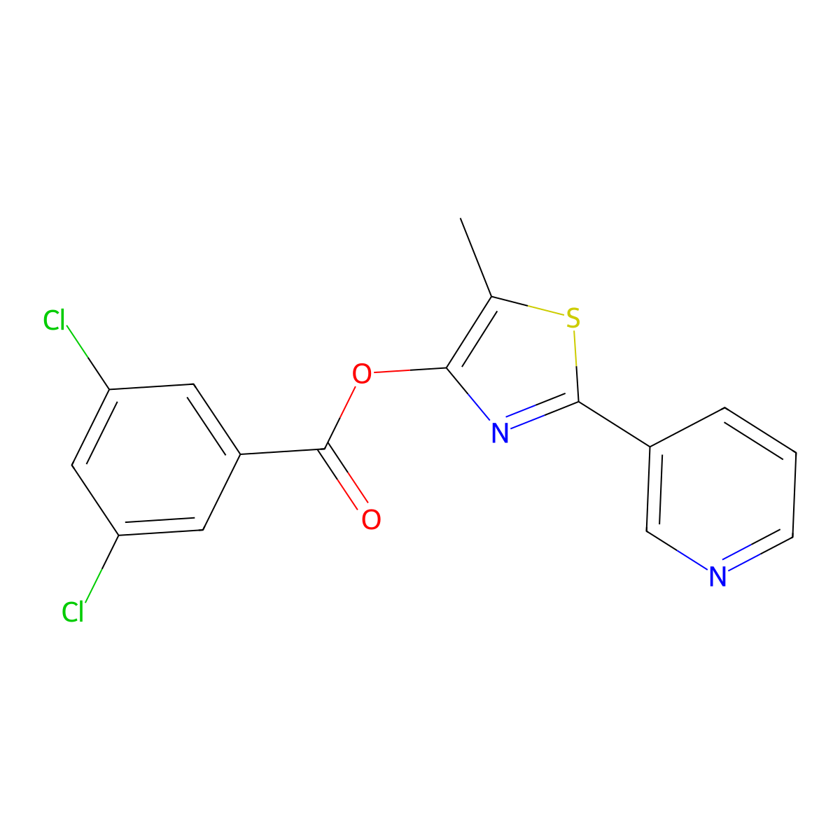 5-Methyl-2-(3-pyridinyl)-1,3-thiazol-4-yl 3,5-dichlorobenzenecarboxylate molecular structure, CAS 338398-97-3