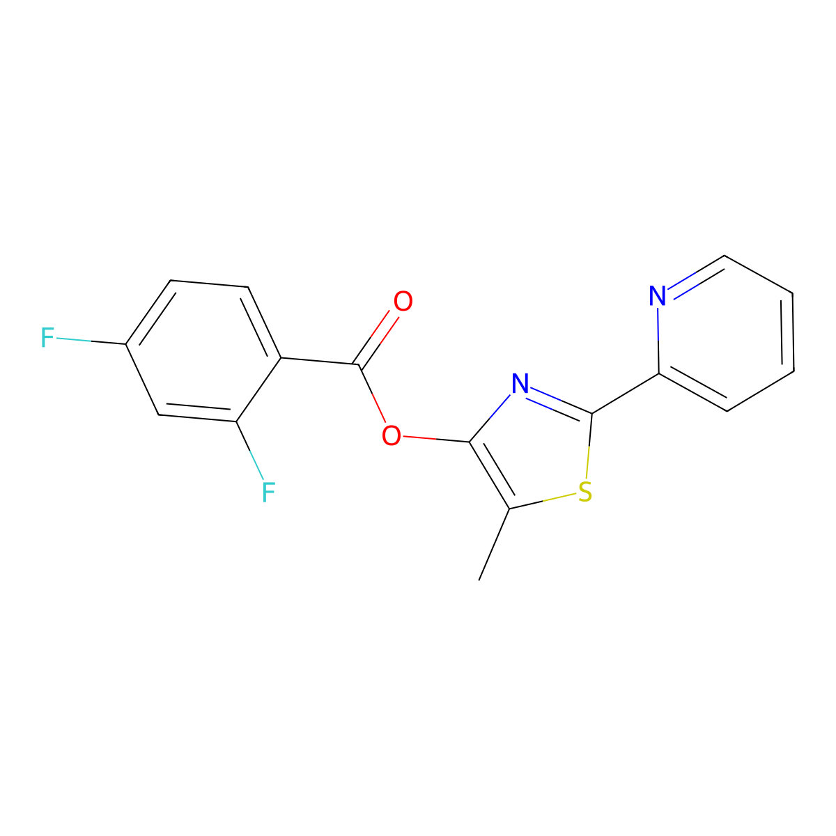 5-Methyl-2-(2-pyridinyl)-1,3-thiazol-4-yl 2,4-difluorobenzenecarboxylate molecular structure, CAS 338399-07-8