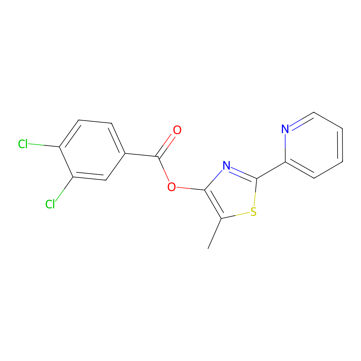 5-Methyl-2-(2-pyridinyl)-1,3-thiazol-4-yl 3,4-dichlorobenzenecarboxylate molecular structure, CAS 338399-10-3