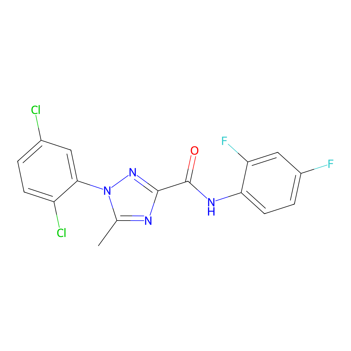 1-(2,5-dichlorophenyl)-N-(2,4-difluorophenyl)-5-methyl-1H-1,2,4-triazole-3-carboxamide molecular structure, CAS 338399-12-5