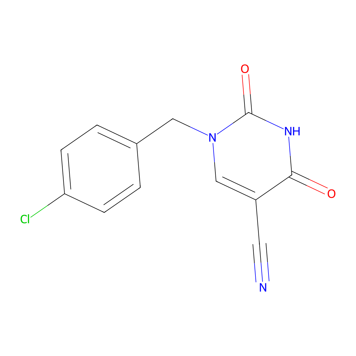 1-(4-Chlorobenzyl)-2,4-dioxo-1,2,3,4-tetrahydropyrimidine-5-carbonitrile molecular structure, CAS 338399-17-0