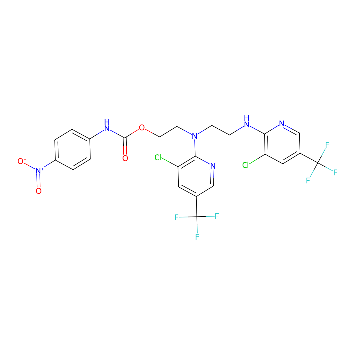 2-[[3-chloro-5-(trifluoromethyl)-2-pyridinyl](2-{[3-chloro-5-(trifluoromethyl)-2-pyridinyl]amino}ethyl)amino]ethyl N-(4-nitrophenyl)carbamate molecular structure, CAS 338399-25-0