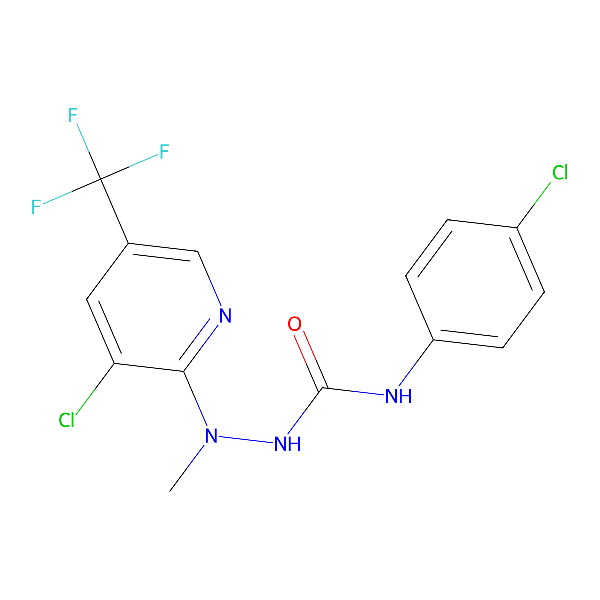 N-(4-chlorophenyl)-2-[3-chloro-5-(trifluoromethyl)-2-pyridinyl]-2-methyl-1-hydrazinecarboxamide molecular structure, CAS 338399-49-8