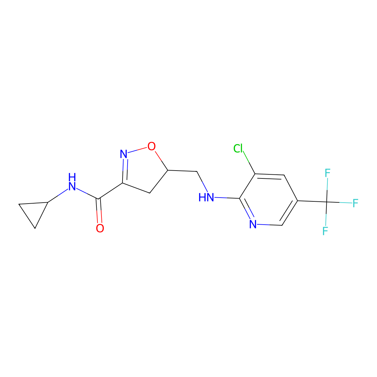 5-({[3-chloro-5-(trifluoromethyl)-2-pyridinyl]amino}methyl)-N-cyclopropyl-4,5-dihydro-3-isoxazolecarboxamide molecular structure, CAS 338399-52-3