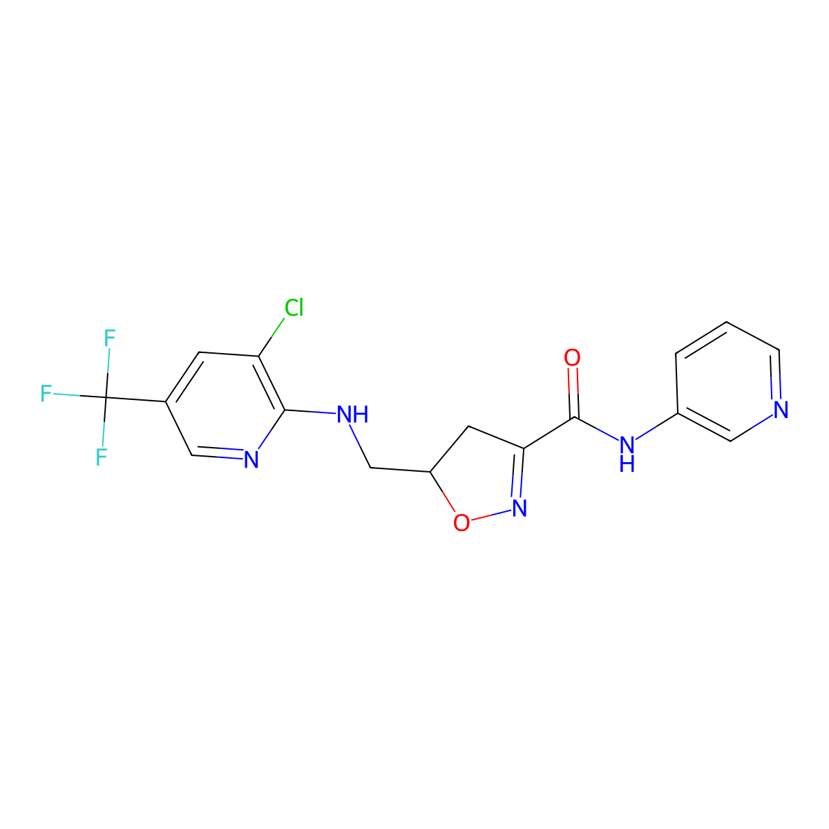5-({[3-chloro-5-(trifluoromethyl)-2-pyridinyl]amino}methyl)-N-(3-pyridinyl)-4,5-dihydro-3-isoxazolecarboxamide molecular structure, CAS 338399-56-7