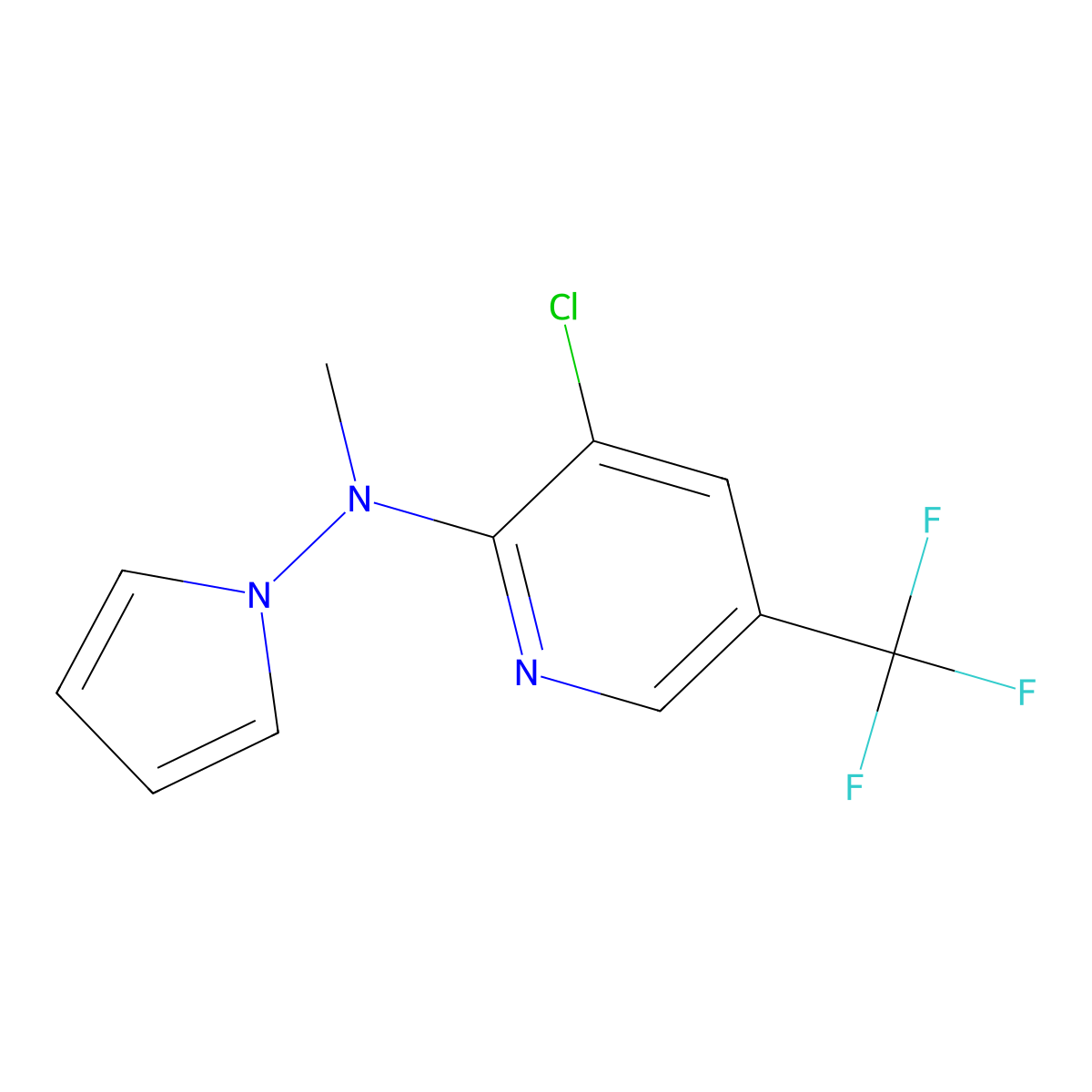N-[3-chloro-5-(trifluoromethyl)-2-pyridinyl]-N-methyl-N-(1H-pyrrol-1-yl)amine molecular structure, CAS 338400-00-3