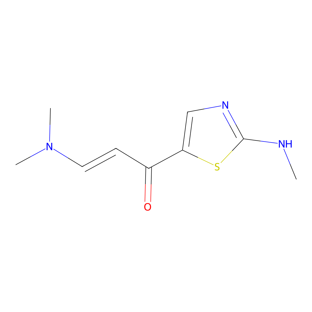 (2E)-3-(dimethylamino)-1-[2-(methylamino)-1,3-thiazol-5-yl]prop-2-en-1-one molecular structure, CAS 338400-18-3