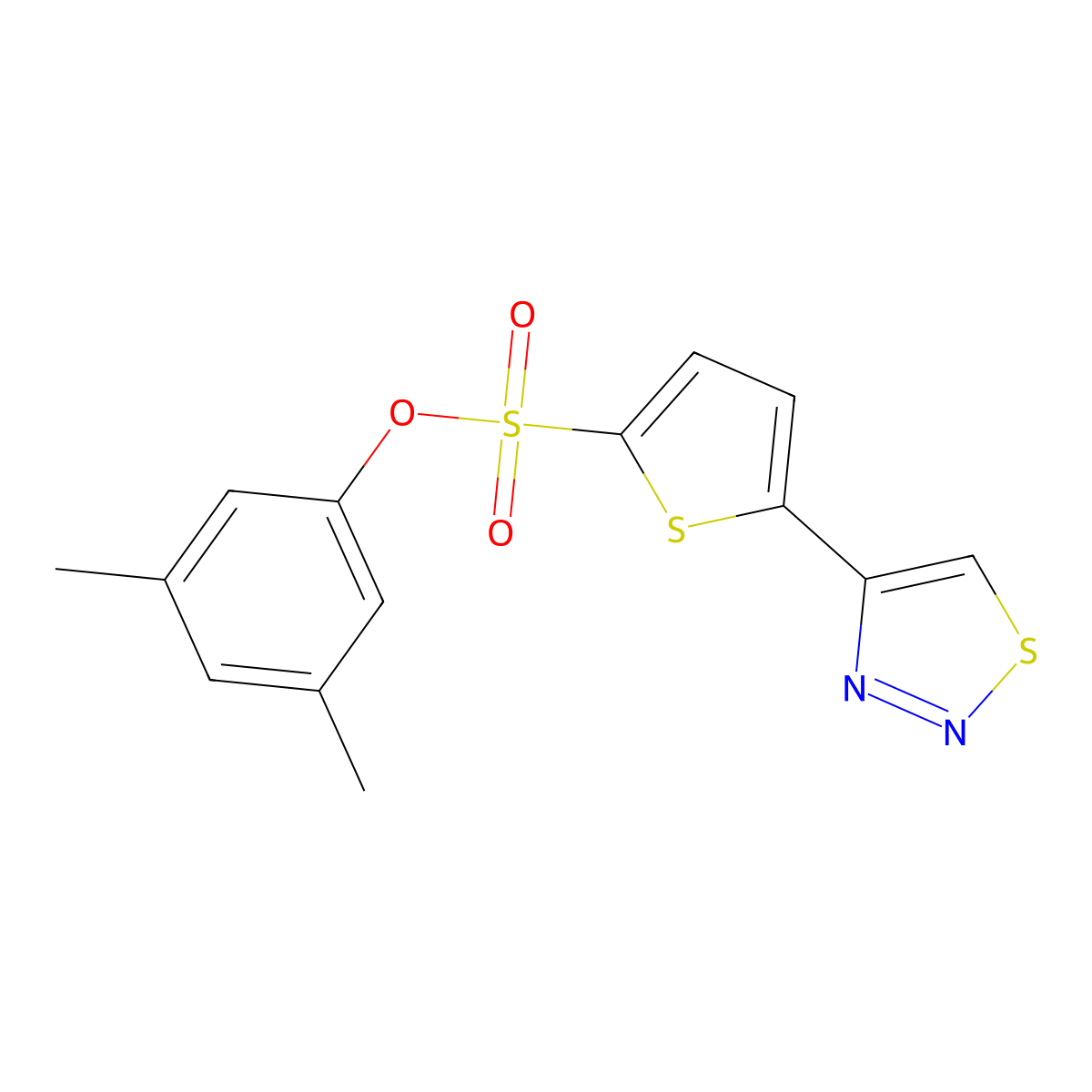3,5-Dimethylphenyl 5-(1,2,3-thiadiazol-4-yl)-2-thiophenesulfonate molecular structure, CAS 338400-21-8