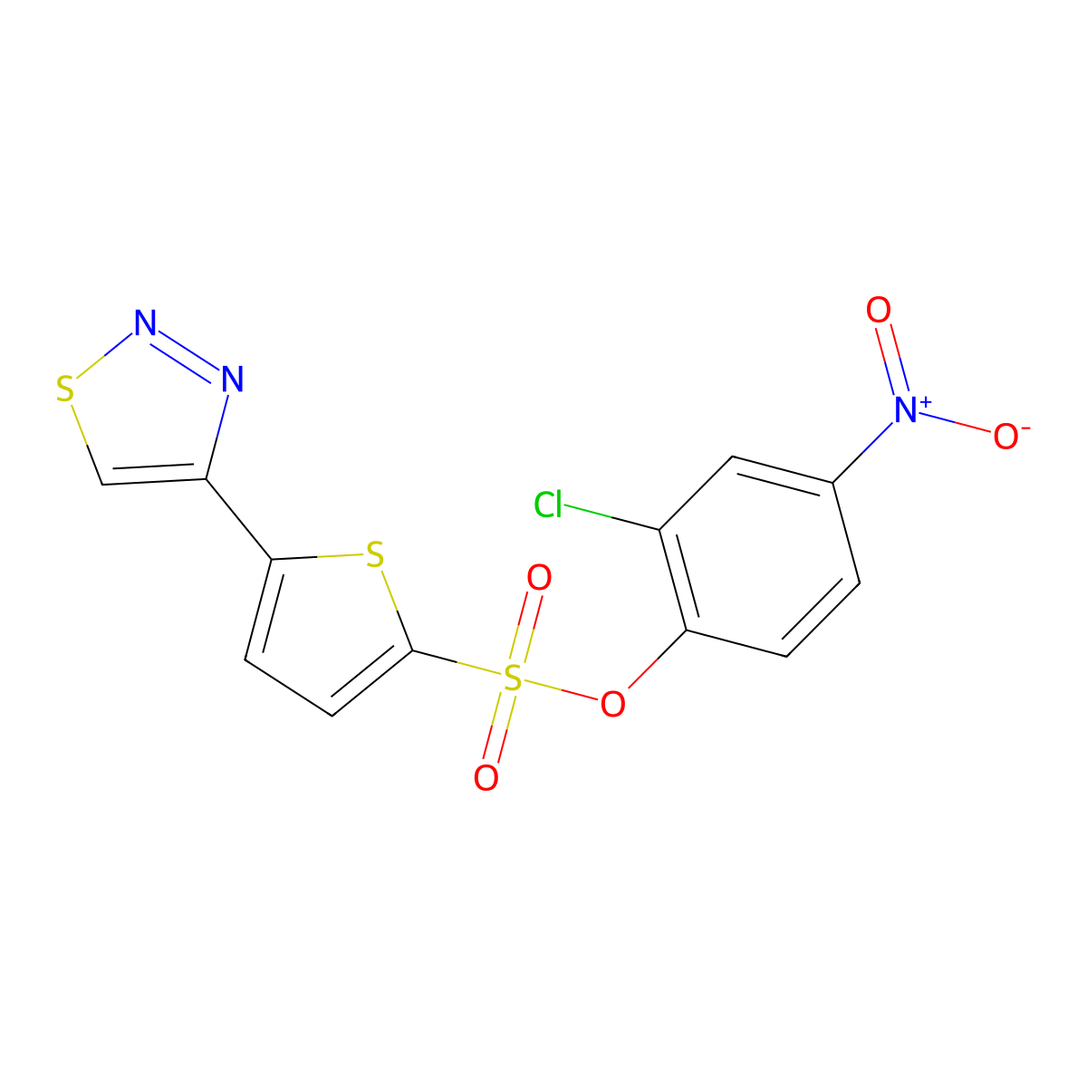 2-Chloro-4-nitrophenyl 5-(1,2,3-thiadiazol-4-yl)-2-thiophenesulfonate molecular structure, CAS 338400-22-9