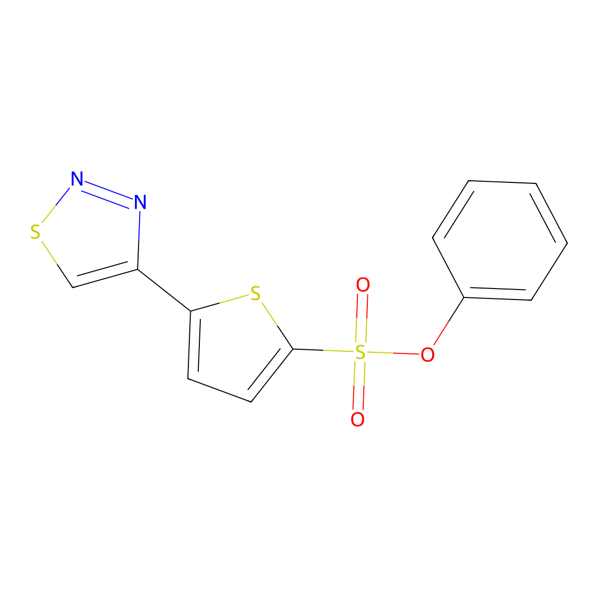 Phenyl 5-(1,2,3-thiadiazol-4-yl)-2-thiophenesulfonate molecular structure, CAS 338400-23-0