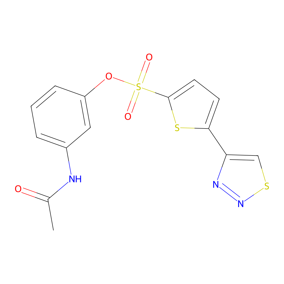 3-(Acetylamino)phenyl 5-(1,2,3-thiadiazol-4-yl)-2-thiophenesulfonate molecular structure, CAS 338400-24-1