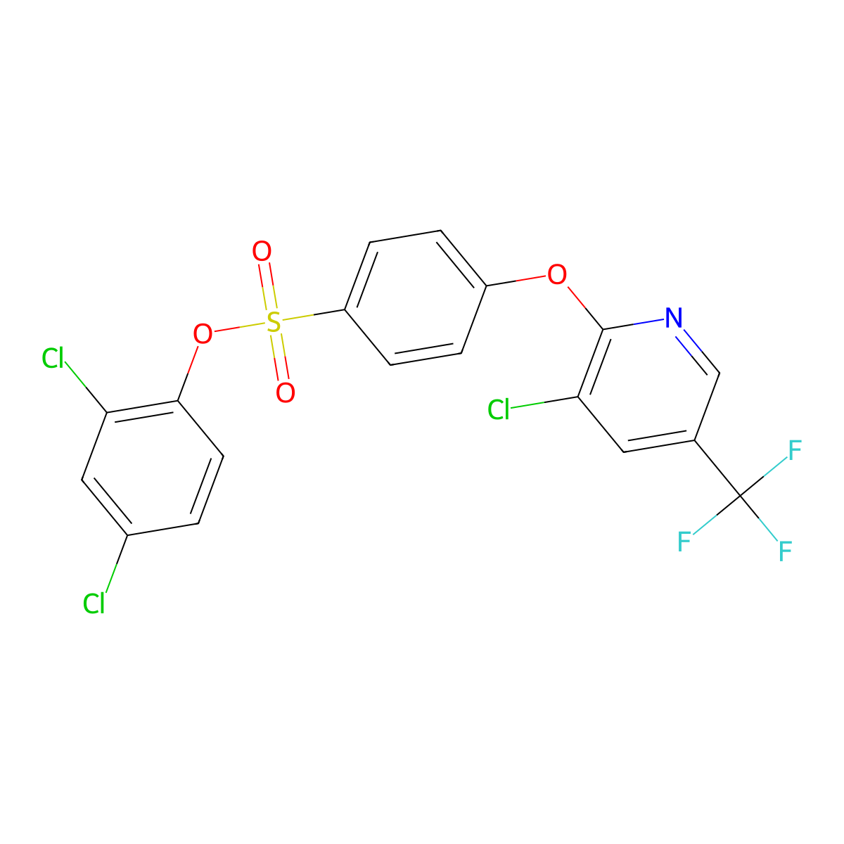 2,4-Dichlorophenyl 4-((3-chloro-5-(trifluoromethyl)-2-pyridinyl)oxy)benzenesulfonate molecular structure, CAS 338400-30-9