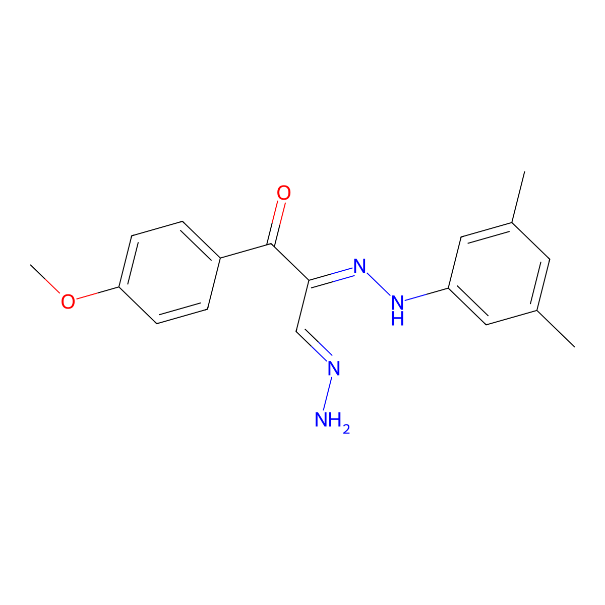 (2E,3E)-2-[2-(3,5-dimethylphenyl)hydrazin-1-ylidene]-3-hydrazinylidene-1-(4-methoxyphenyl)propan-1-one molecular structure, CAS 338400-36-5