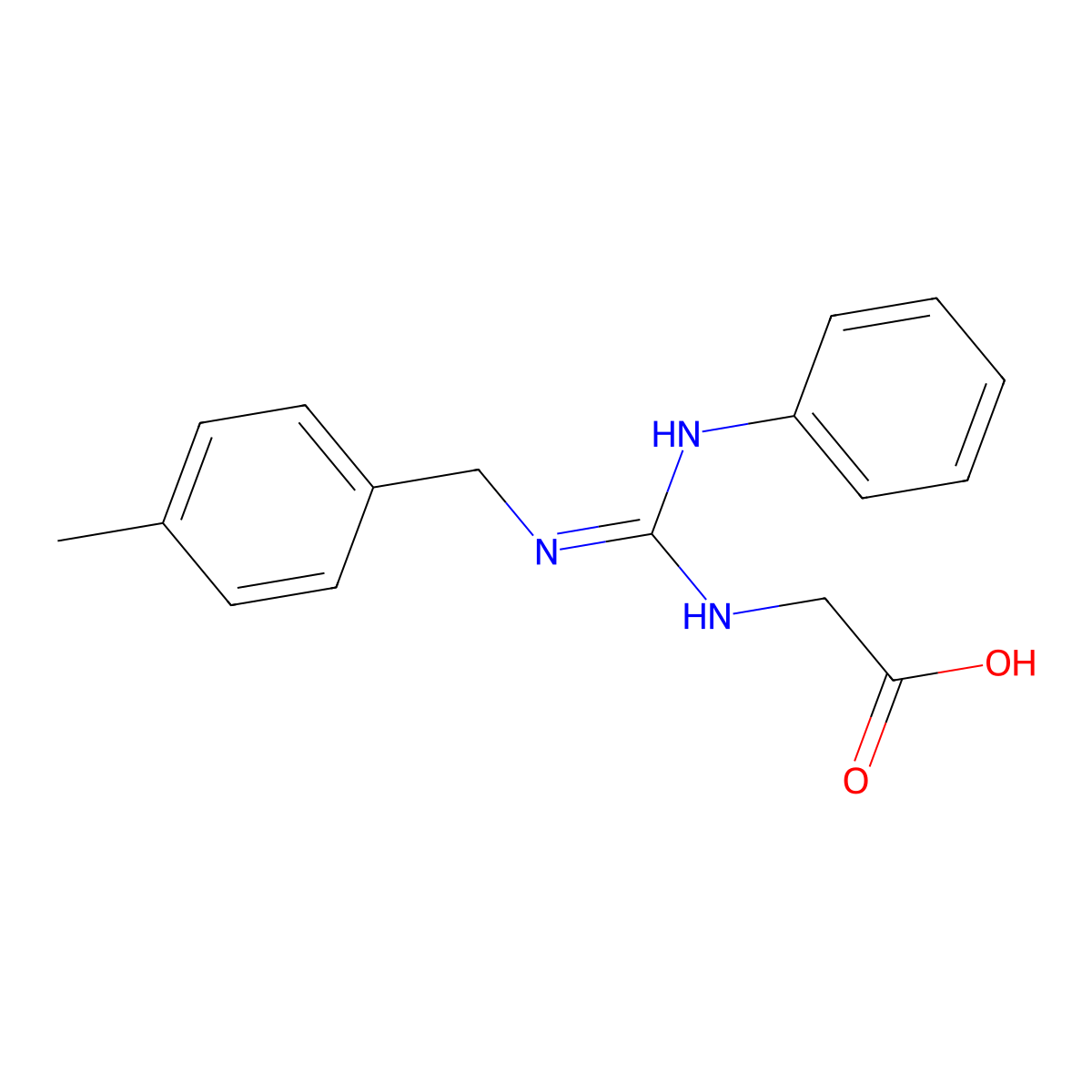 2-{[[(4-Methylbenzyl)amino](phenylimino)methyl]amino}acetic acid molecular structure, CAS 338400-46-7