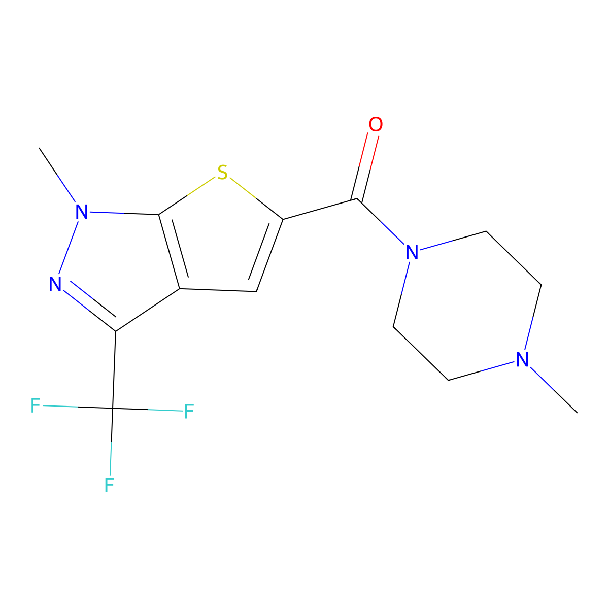 (4-methylpiperazino)[1-methyl-3-(trifluoromethyl)-1H-thieno[2,3-c]pyrazol-5-yl]methanone molecular structure, CAS 338400-48-9