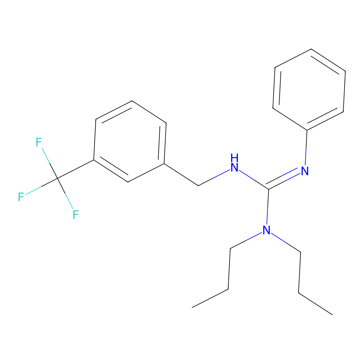 N''-phenyl-N,N-dipropyl-N'-[3-(trifluoromethyl)benzyl]guanidine molecular structure, CAS 338400-51-4