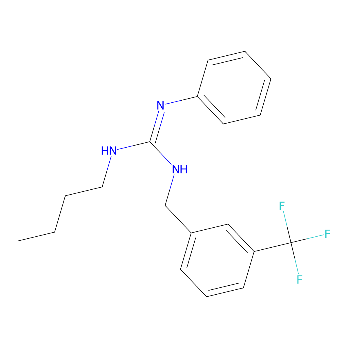 N-butyl-N''-phenyl-N'-[3-(trifluoromethyl)benzyl]guanidine molecular structure, CAS 338400-52-5