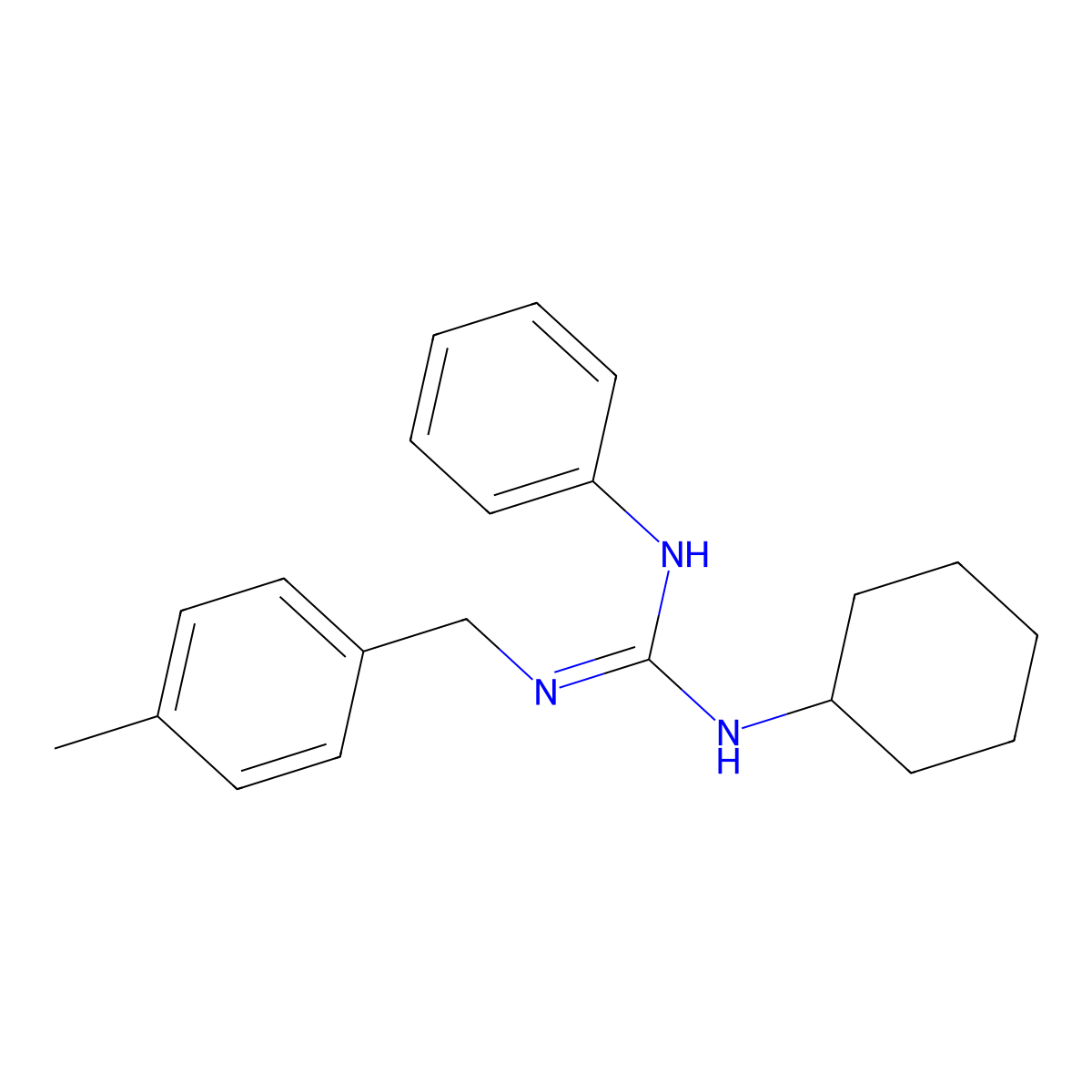 N-cyclohexyl-N'-(4-methylbenzyl)-N''-phenylguanidine molecular structure, CAS 338400-53-6